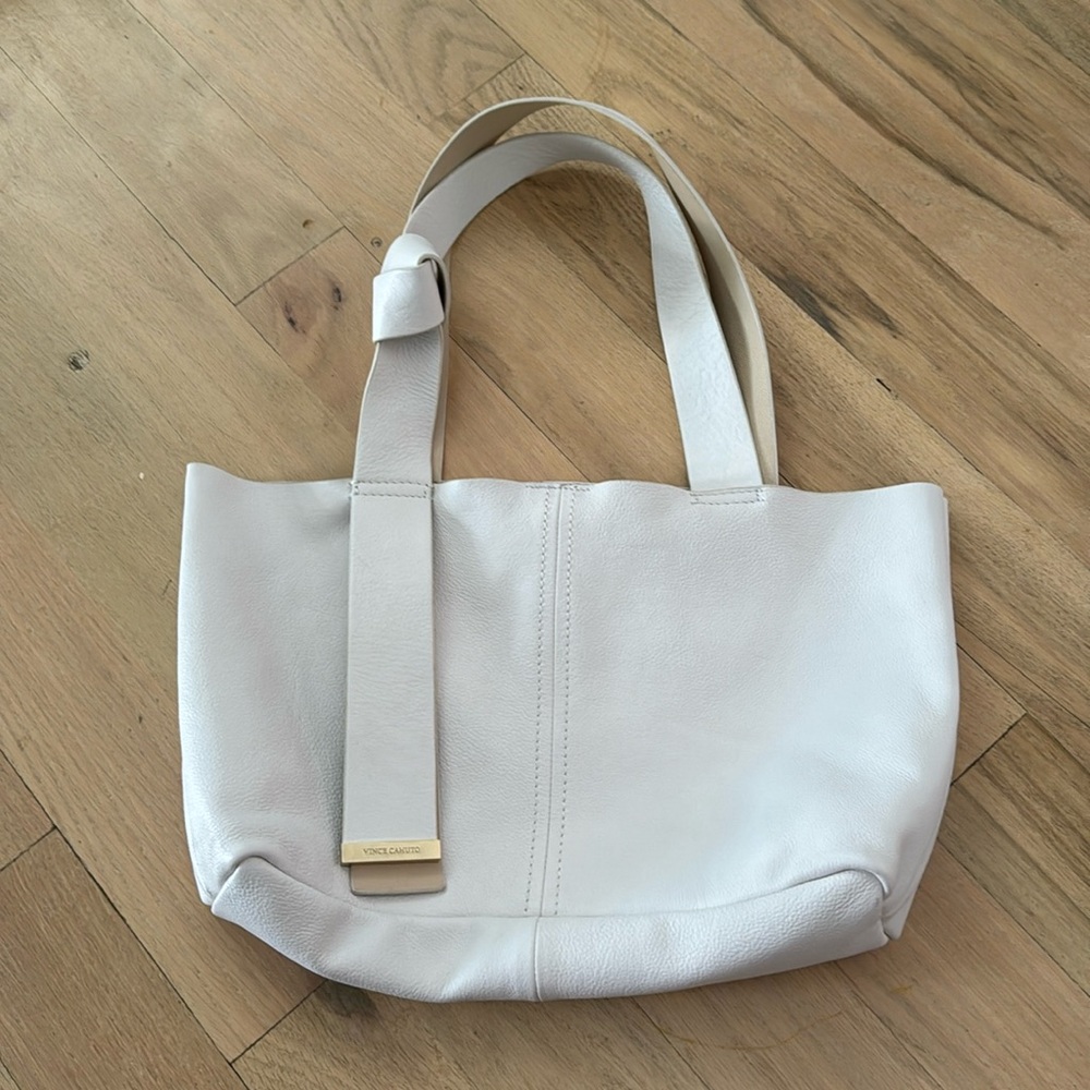 Vince Camuto white leather tote